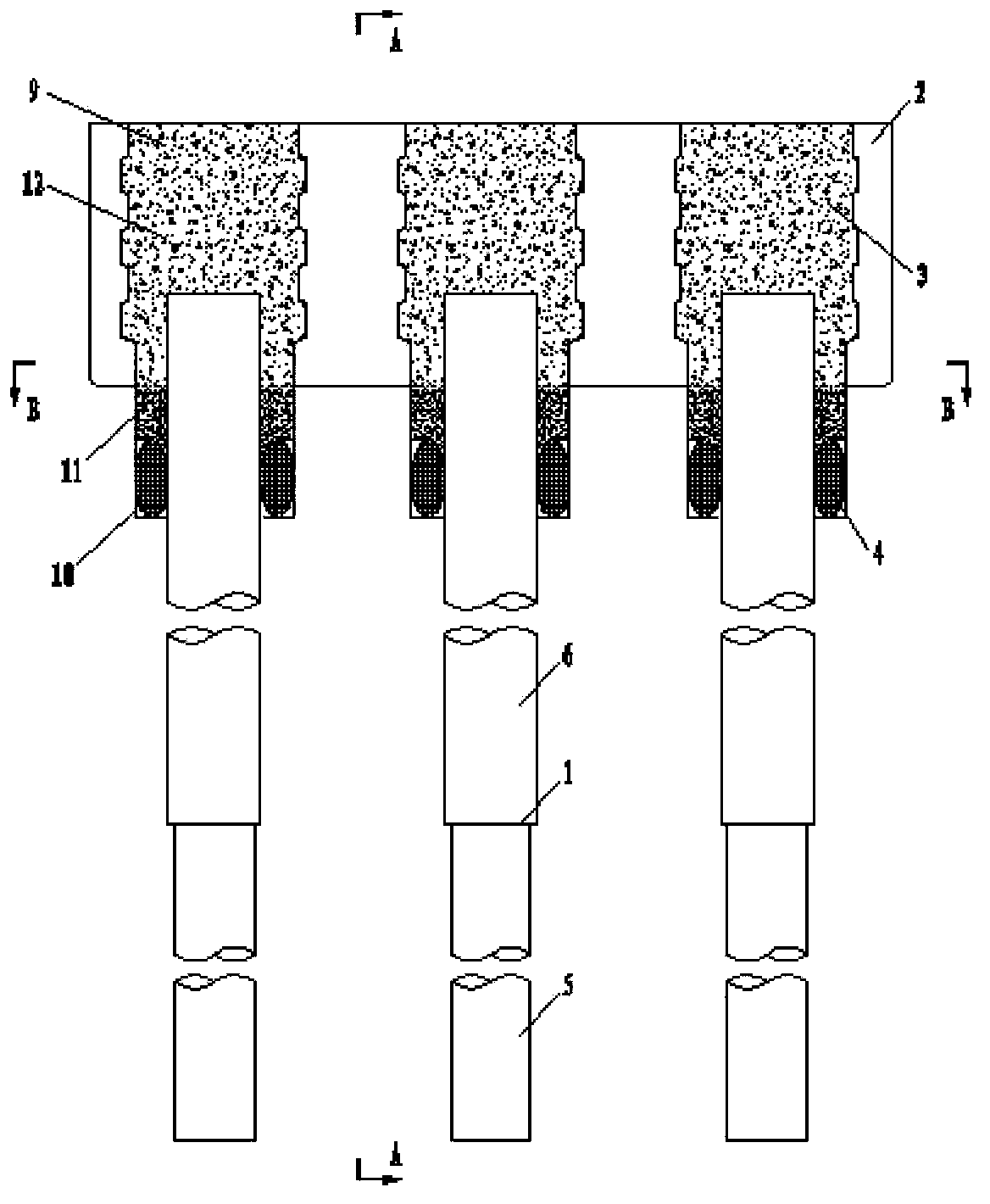 Set bearing platform foundations and construction method thereof