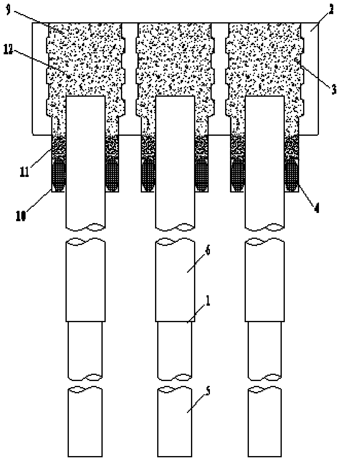 Set bearing platform foundations and construction method thereof