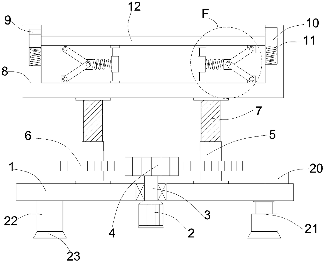 Shock absorption platform with lifting function and grouter