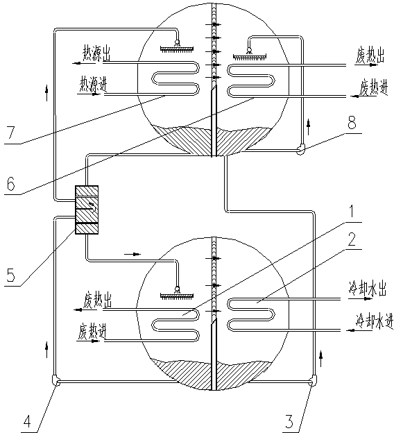 Two-stage absorption second-kind lithium bromide absorption heat pump unit with flash evaporator