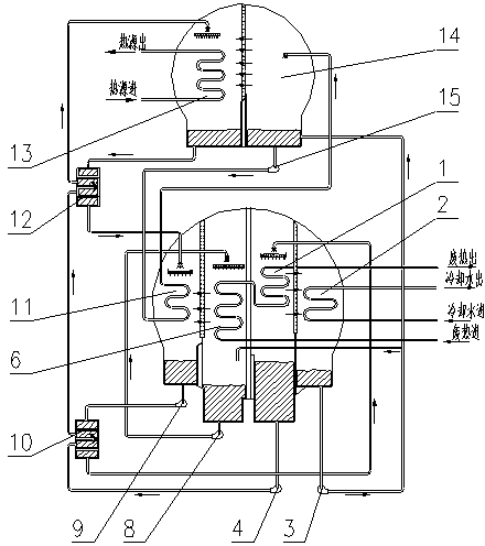 Two-stage absorption second-kind lithium bromide absorption heat pump unit with flash evaporator