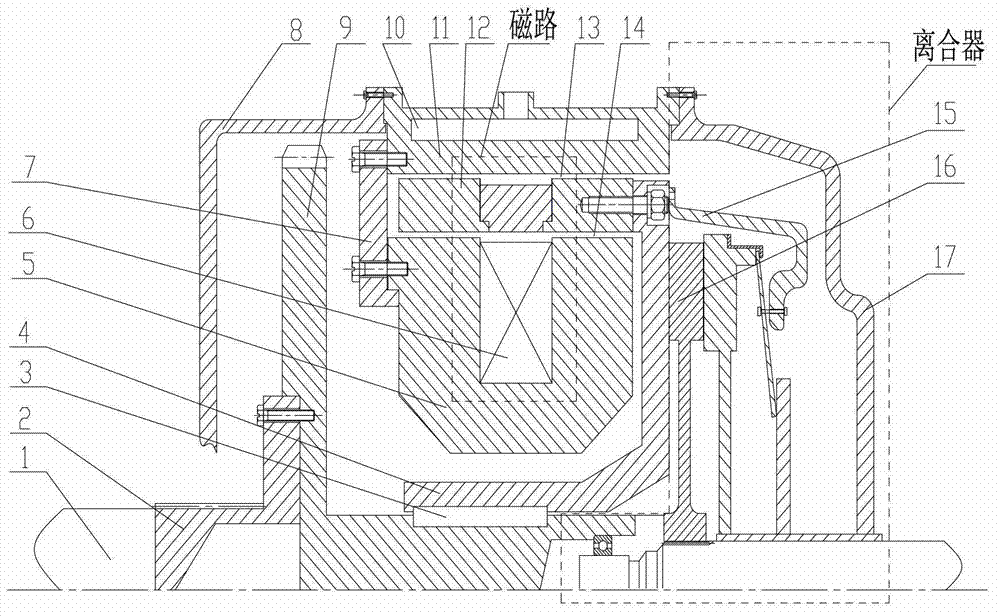 Integrated engine flywheel electromagnetic liquid cooling retarder