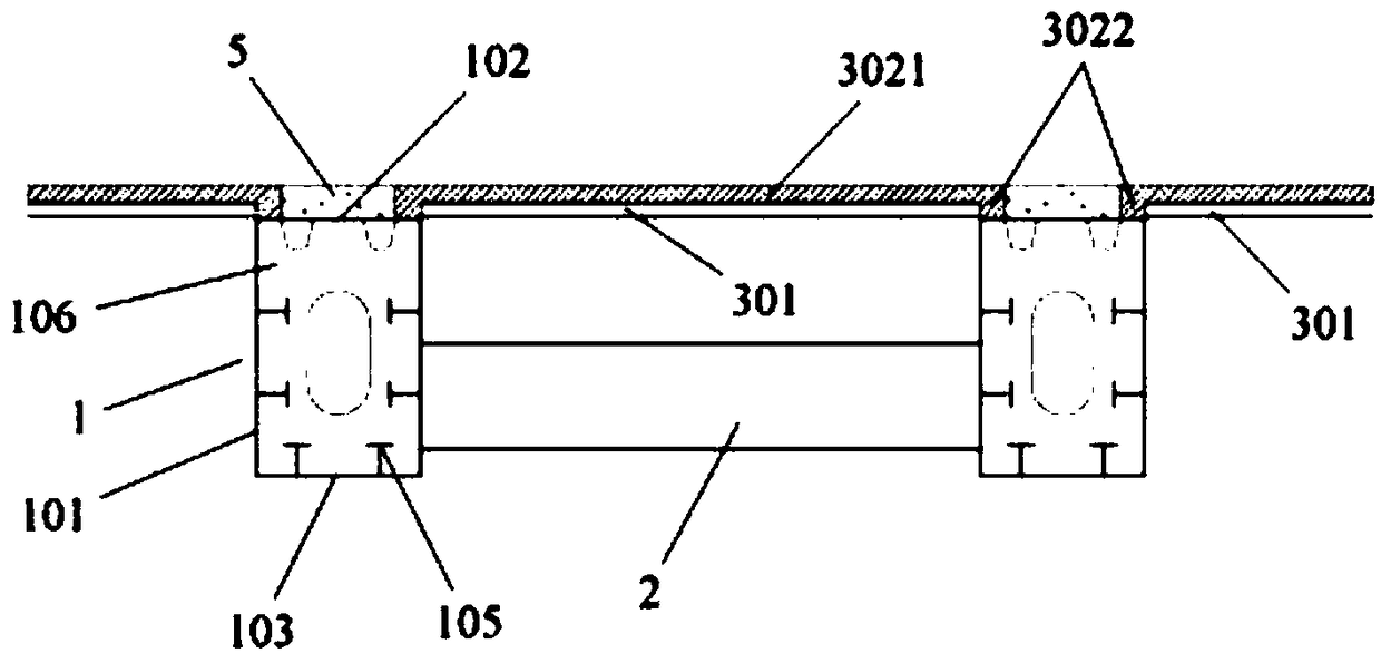 A composite girder bridge with few main girders using prefabricated composite bridge deck and its construction method