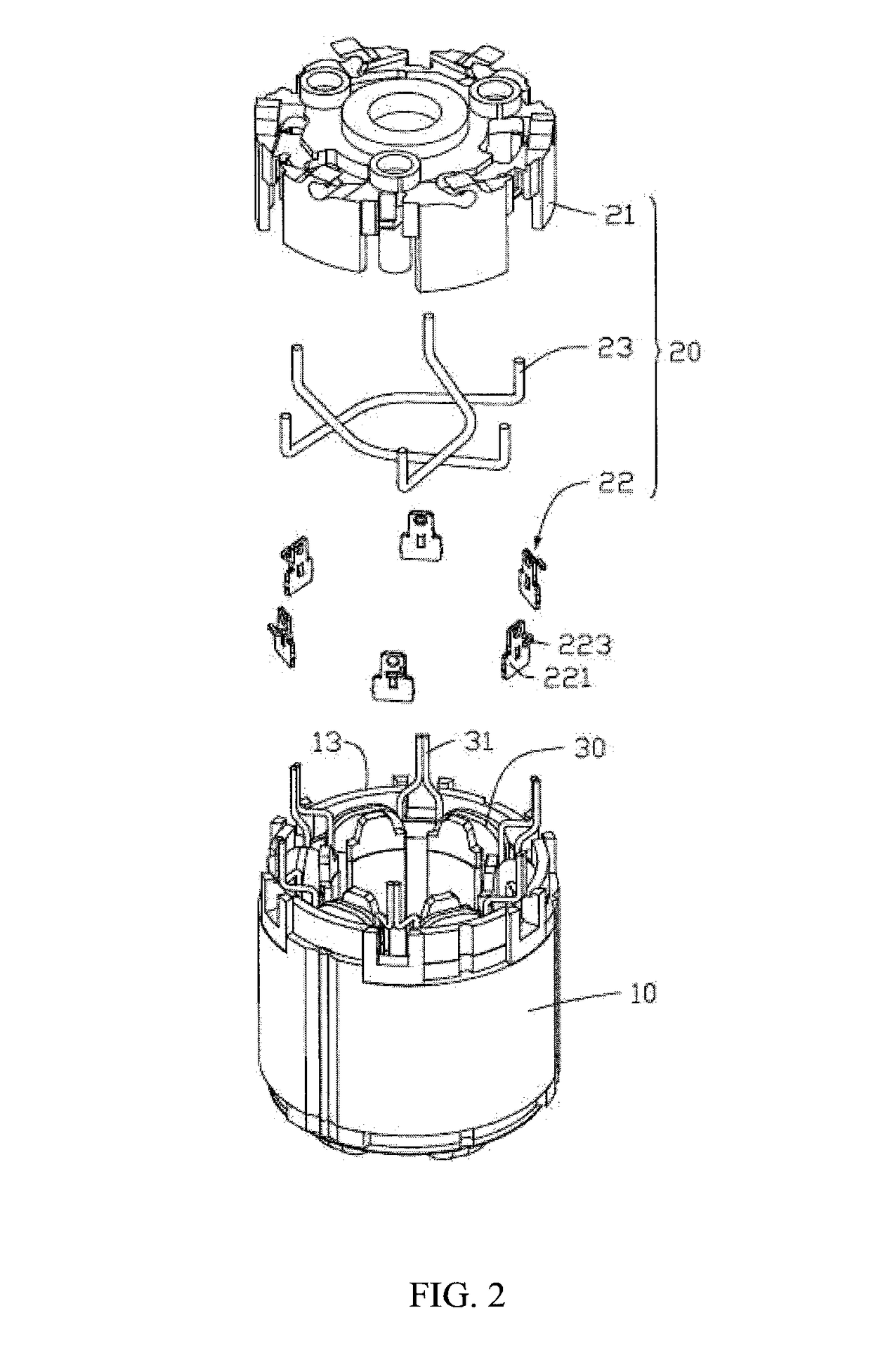 Endcap assembly for an electric motor and stator comprising same