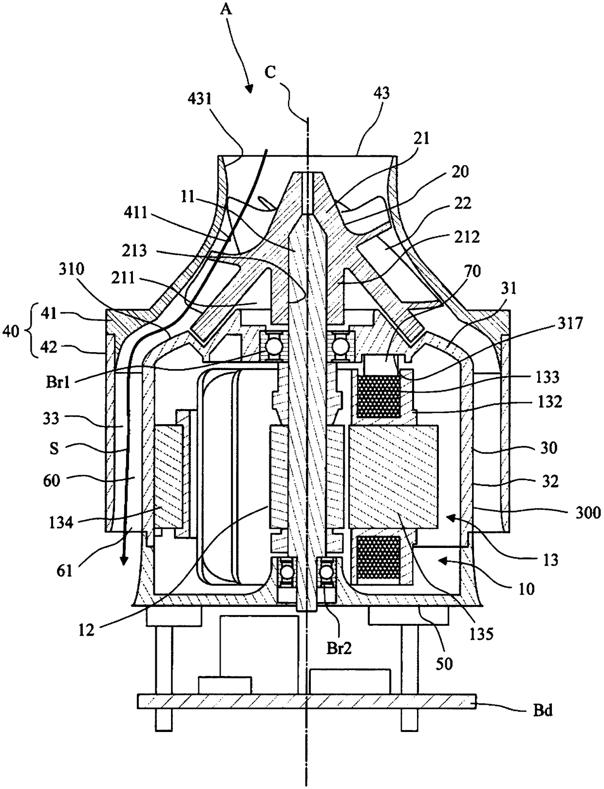 Blowing device and cleaner