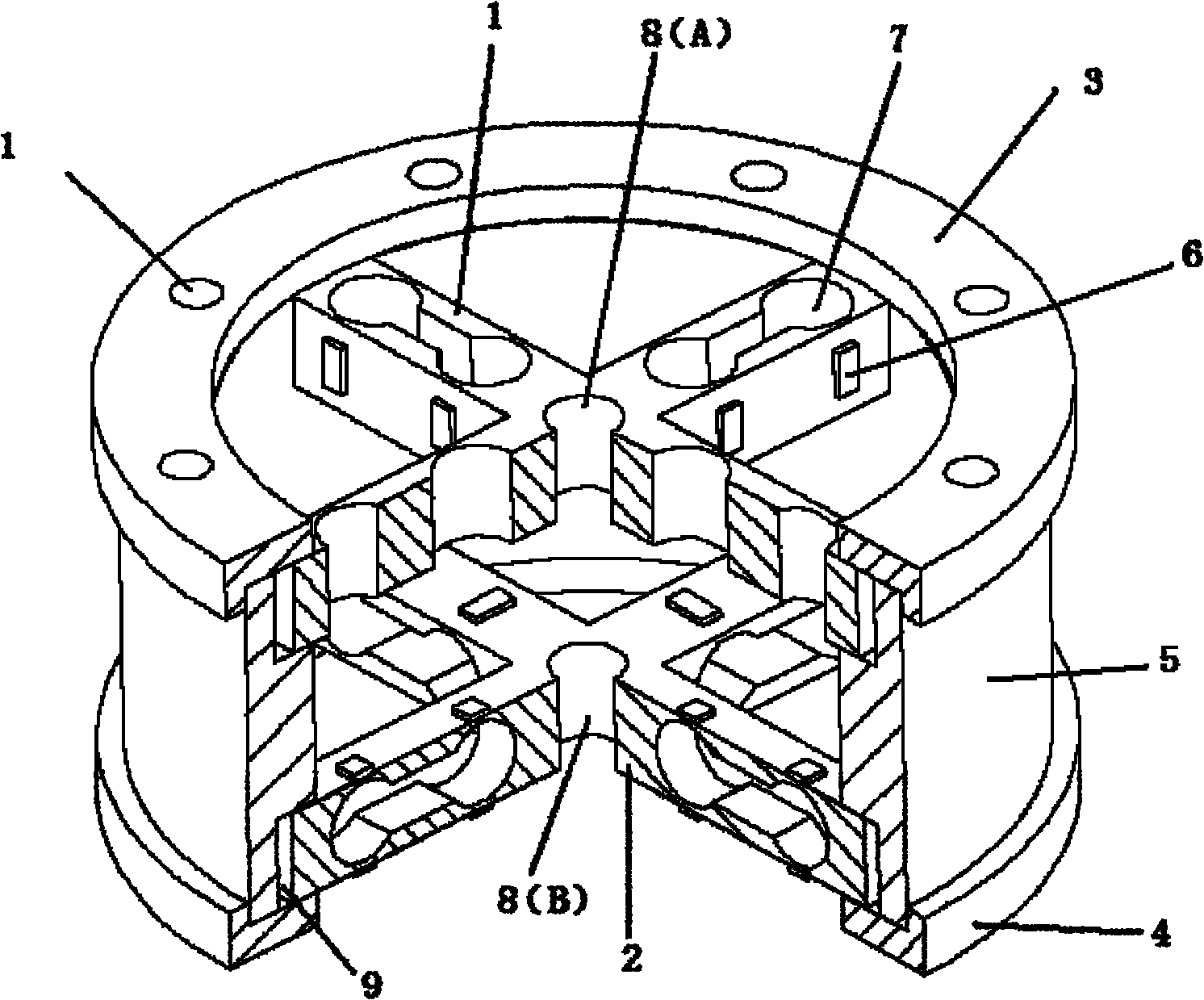 Double rood beam high-sensitivity six-dimensional moment sensor