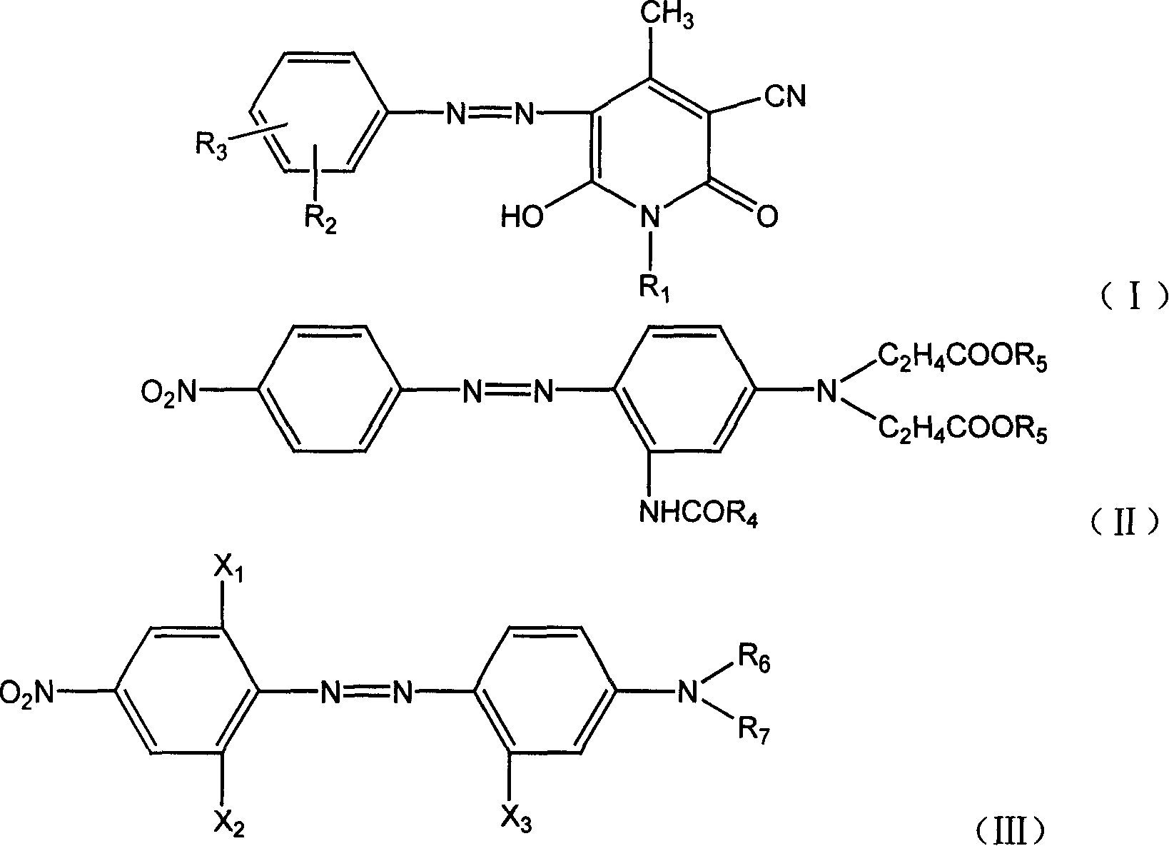 Admixture of disperse dyes