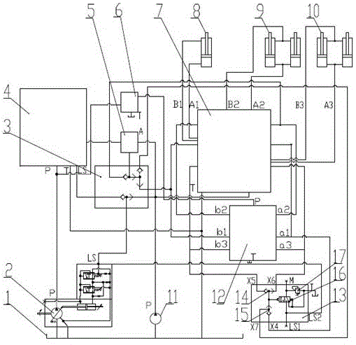 Loader variable multi-stage power control module and hydraulic system