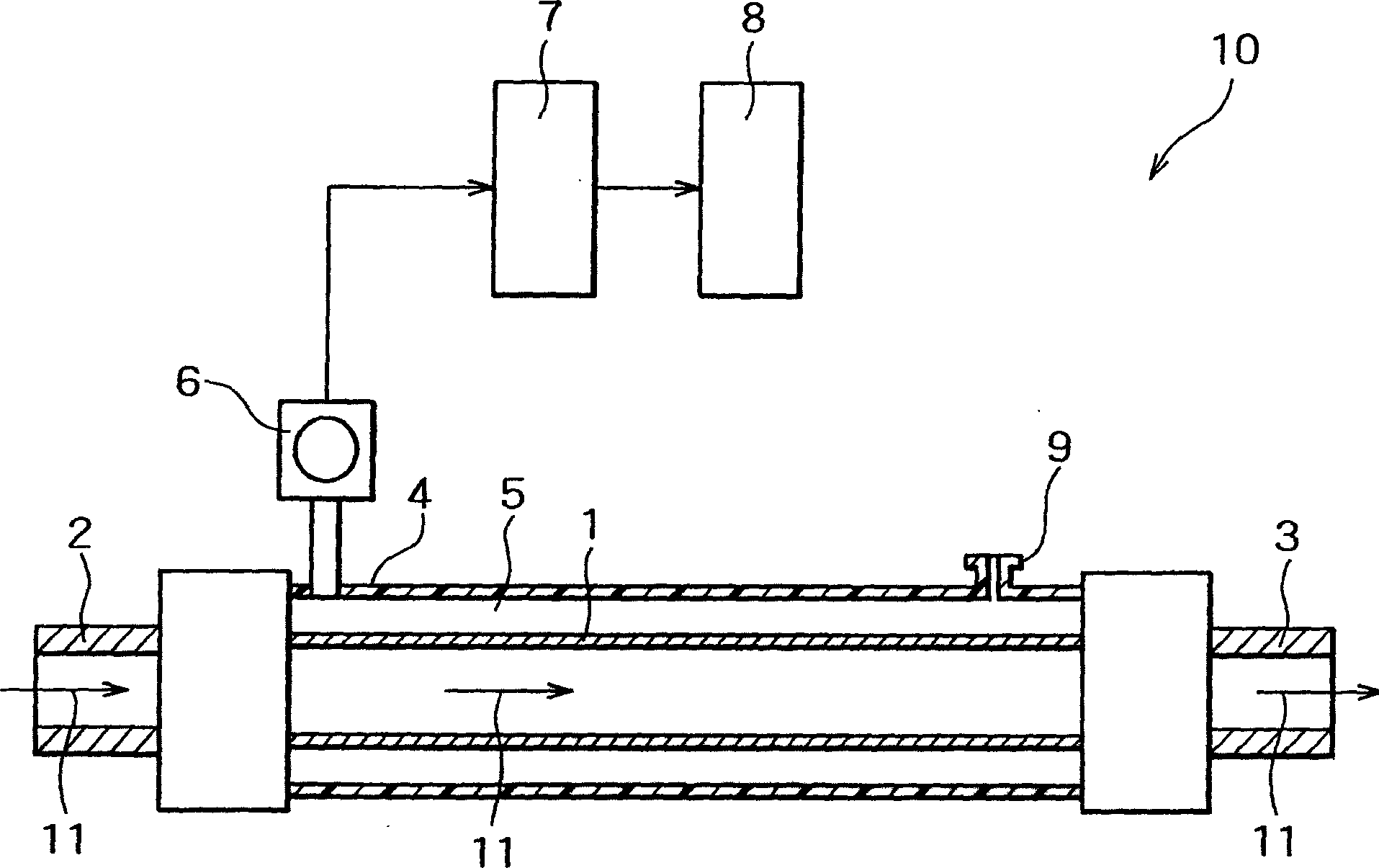 Piping structure having leak detection function and leak detector