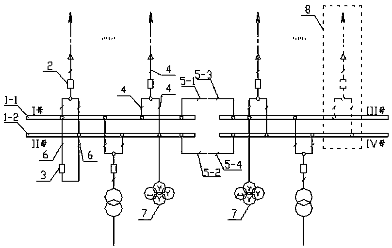 Main electrical connection of double-bus disconnecting link section