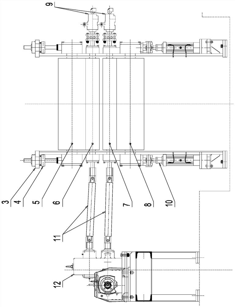 An in-line four-roll rolling device that can automatically adjust the pressure and thickness of the rolls