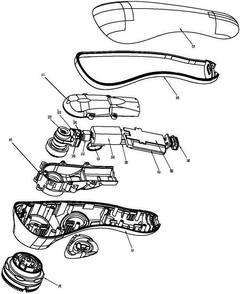 Multi-angle facial brush with 3D brush head and motion driving method of multi-angle facial brush