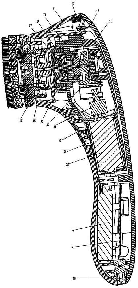 Multi-angle facial brush with 3D brush head and motion driving method of multi-angle facial brush