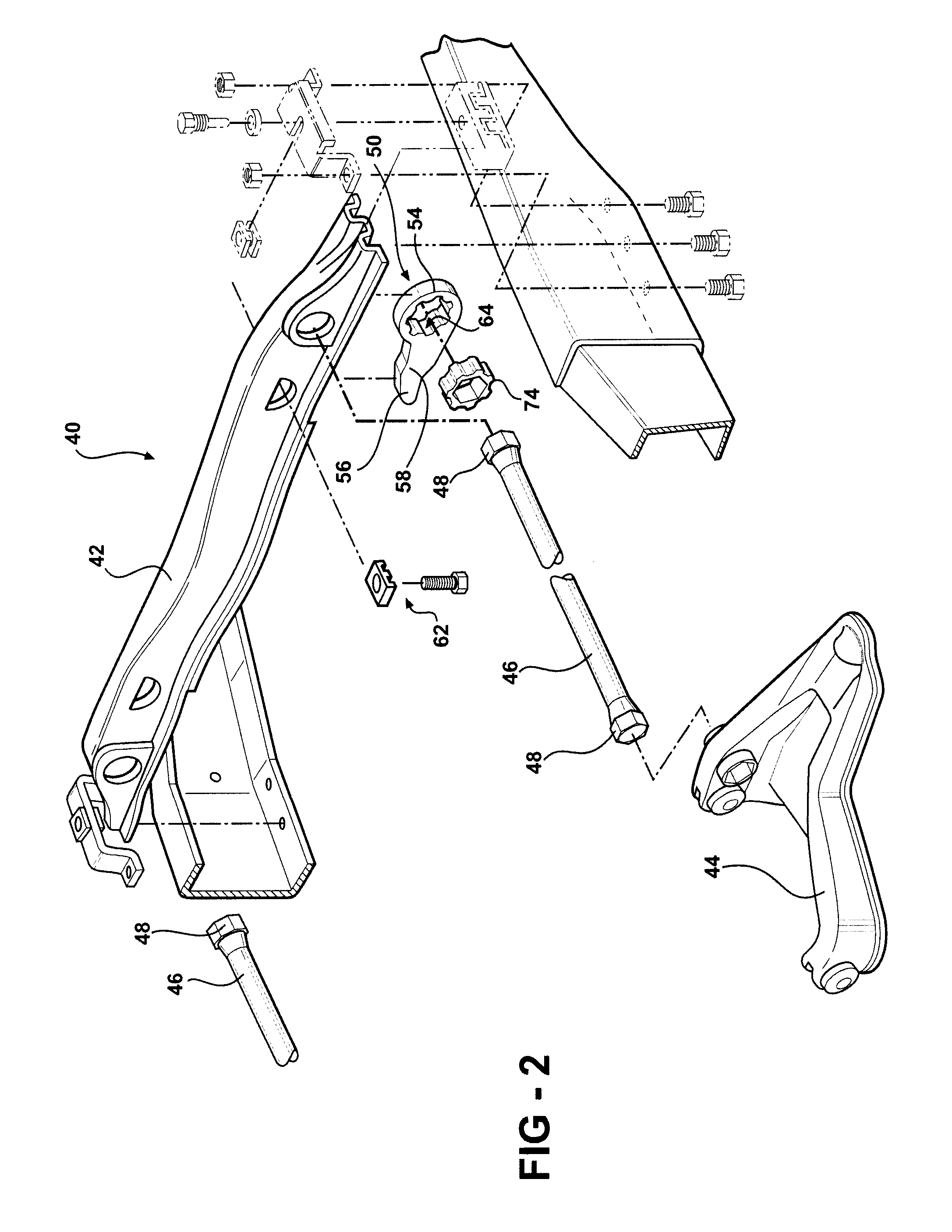 Adjustable torsion bar lever