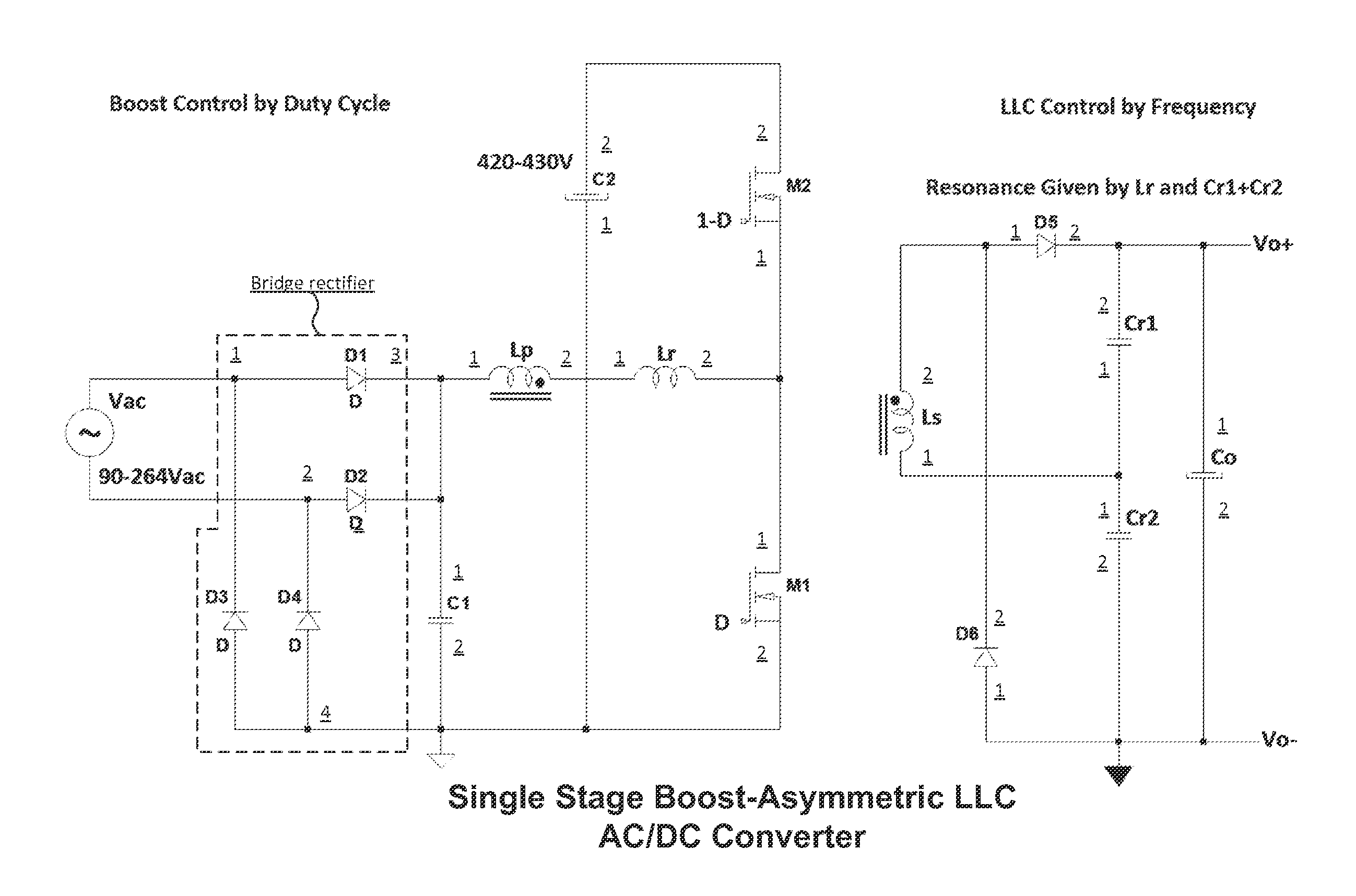 Single stage boost-asymmetric llc