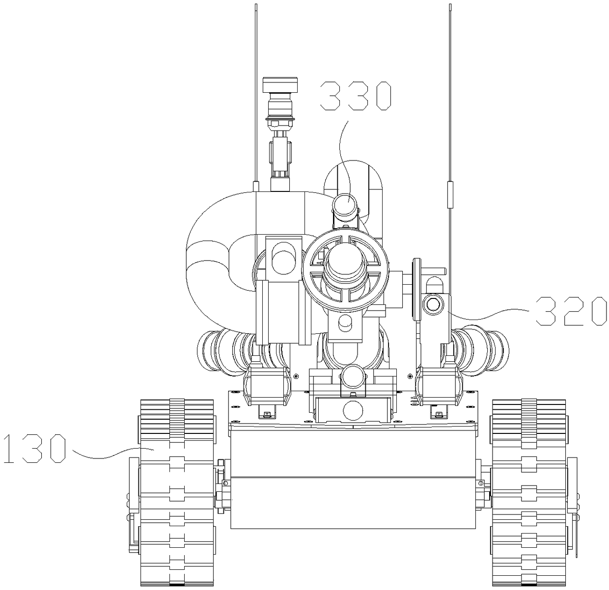 An all-terrain fire fighting robot and a working method thereof