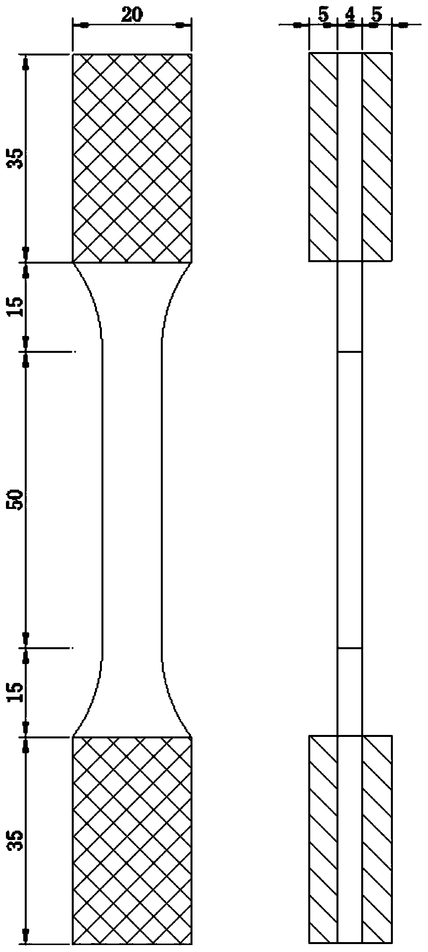 Test device and method for parallel-to-grain tensile properties of ancient building wood materials