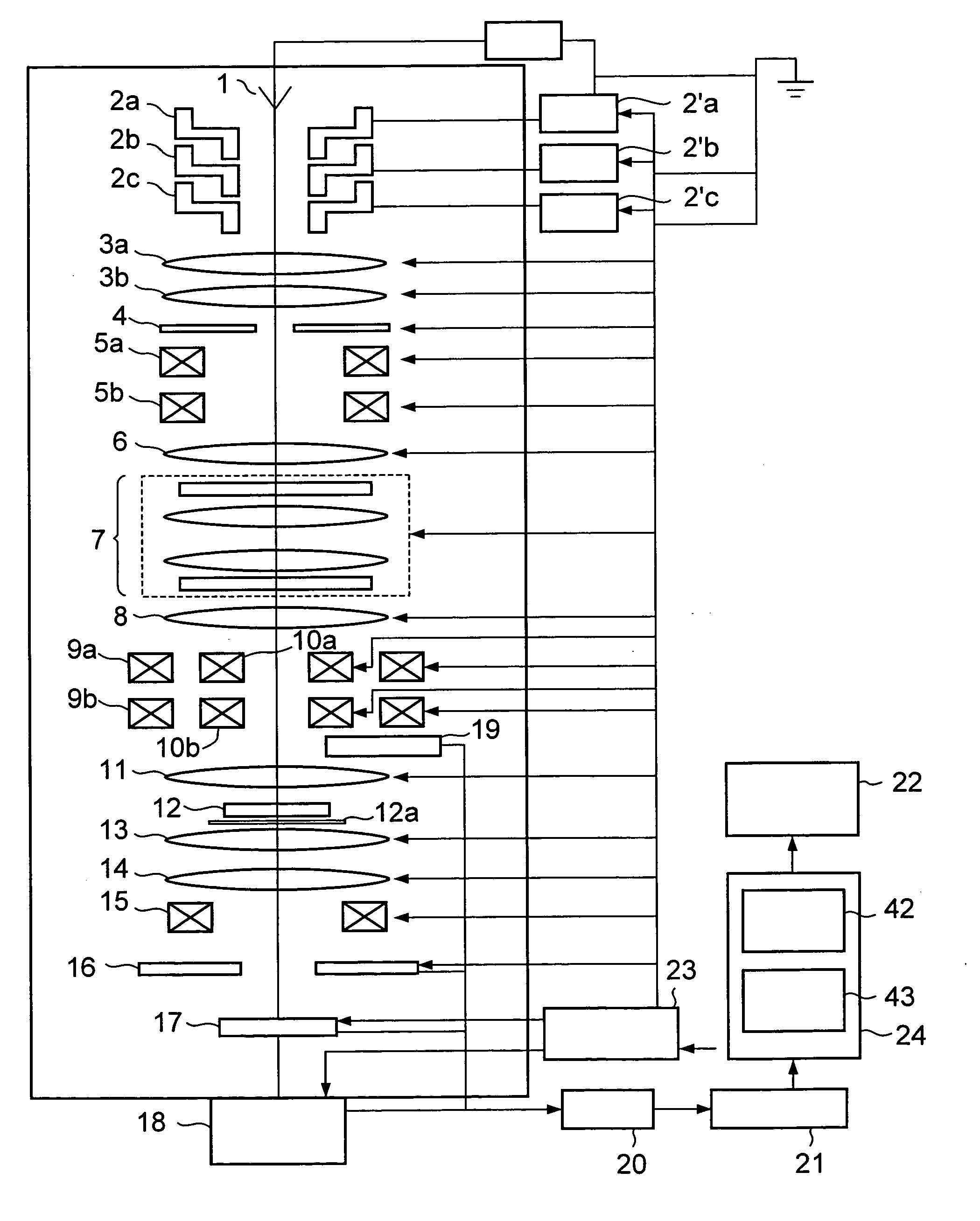 Apparatus and adjusting method for a scanning transmission electron microscope