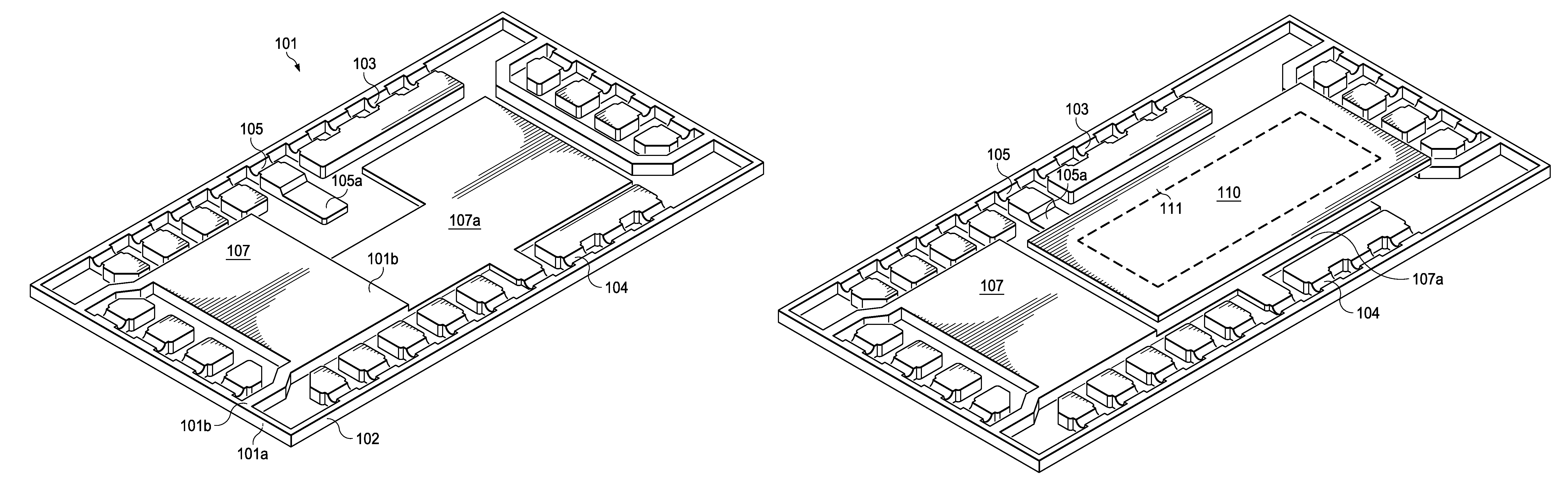 Converter having partially thinned leadframe with stacked chips and interposer, free of wires and clips