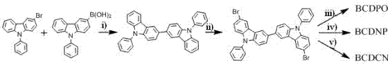 Dicarbazolyl derivative, preparation method and application of dicarbazolyl derivative, and electroluminescent device