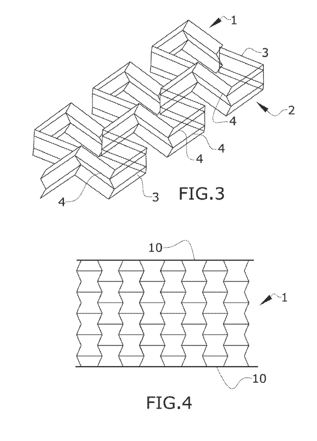 Three dimensional auxetic structure, manufacturing method and tooling