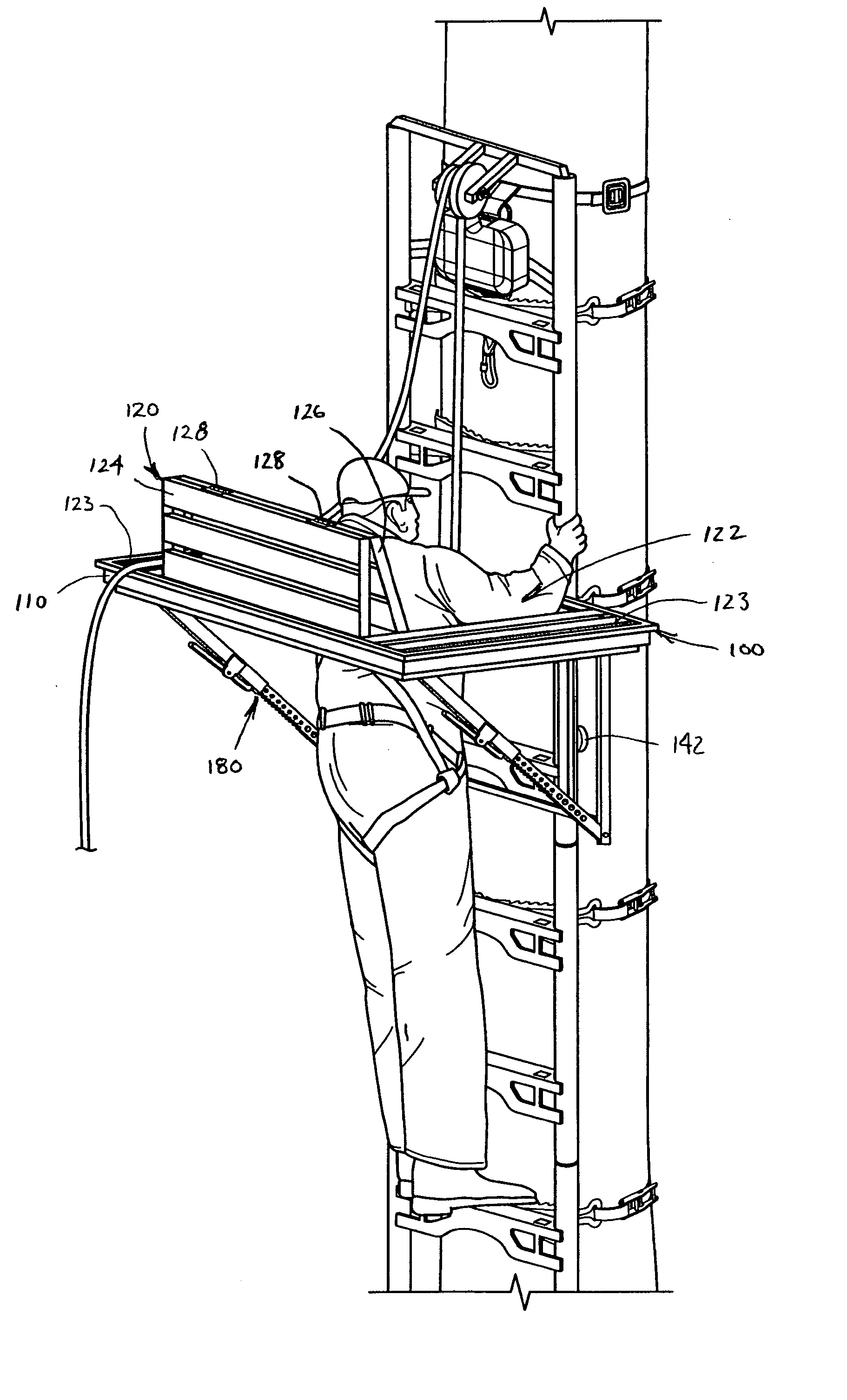 Ladder stand with platform hoist and method of assembling same
