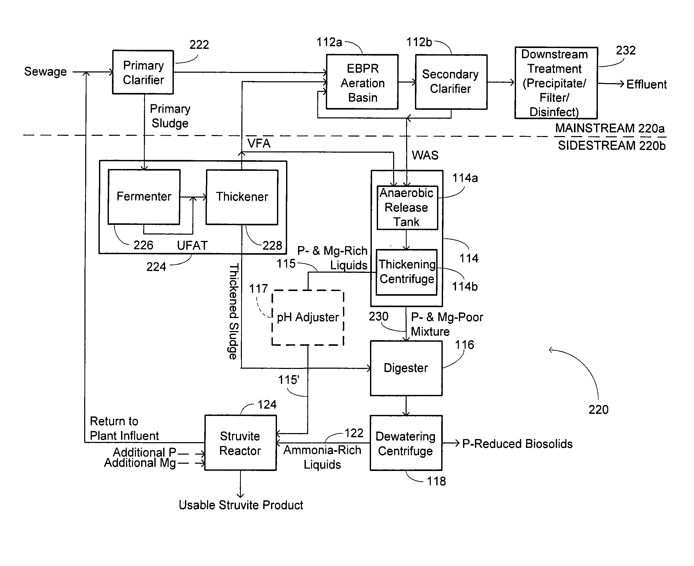 Waste activated sludge phosphorus and magnesium stripping process and struvite production system