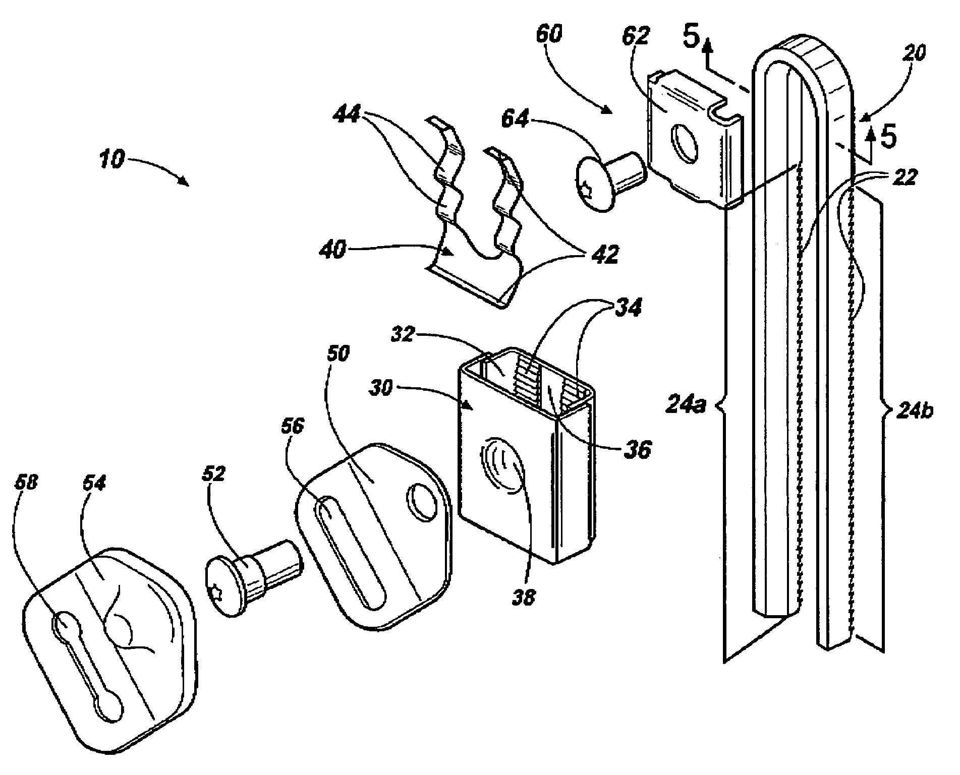 Shoulder belt height adjuster assembly and method