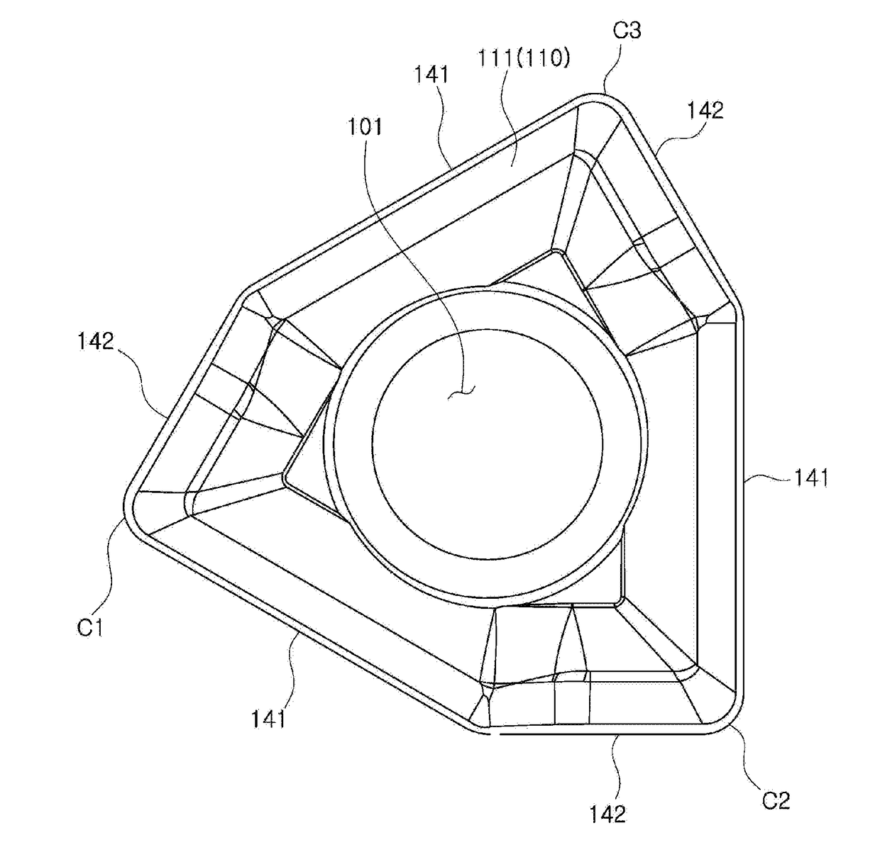 Insert and tool holder for mounting same