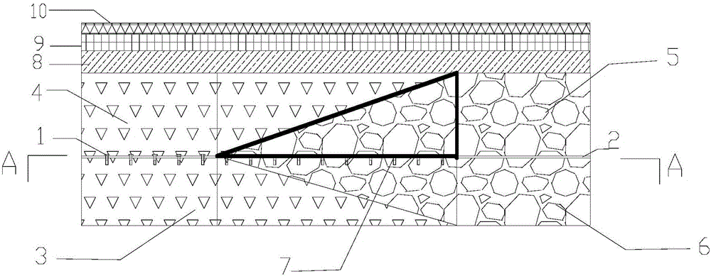 Rigid-flexible base double-slope transition structure and construction method thereof