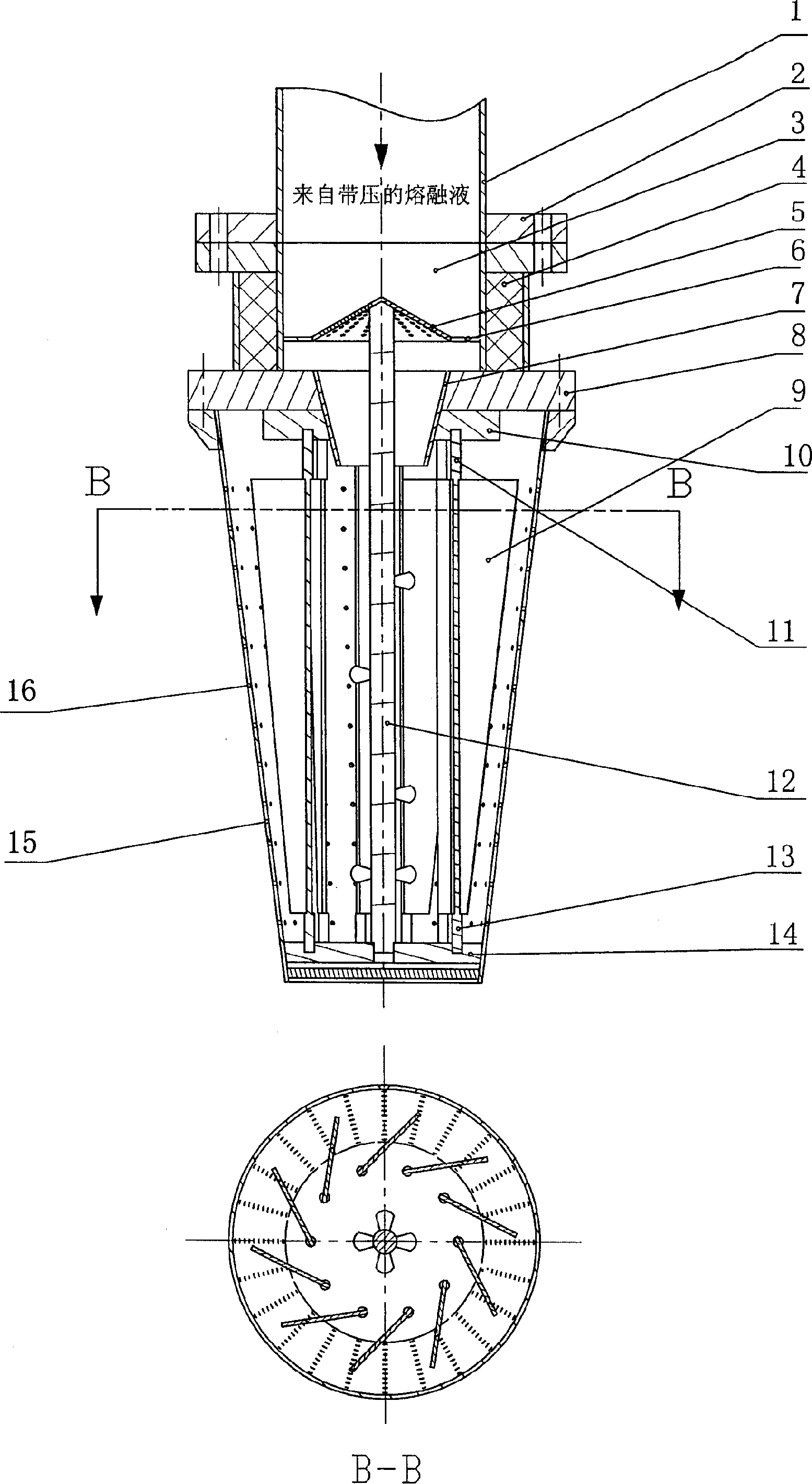 Cushioning internal rotation equipressure urea granulating injector