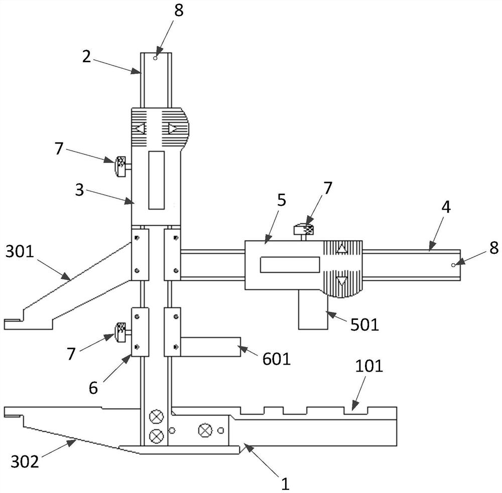 A measuring ruler for variable section size of rail