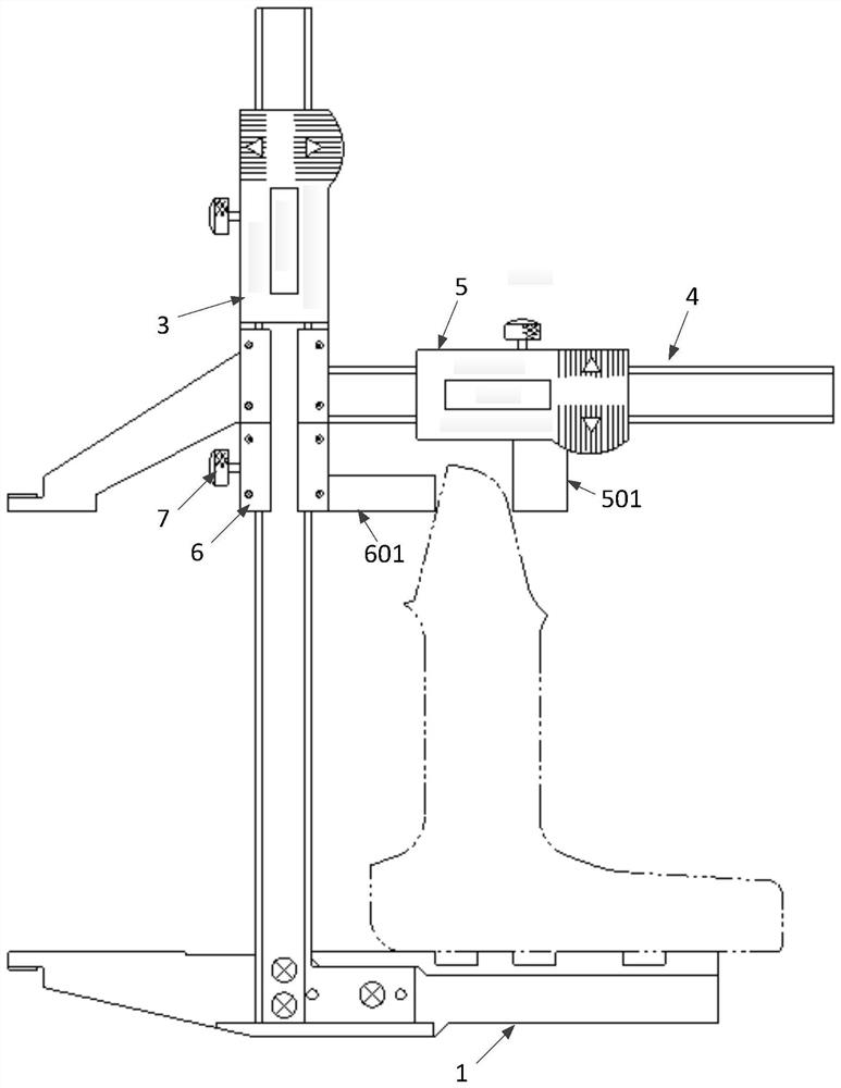 A measuring ruler for variable section size of rail