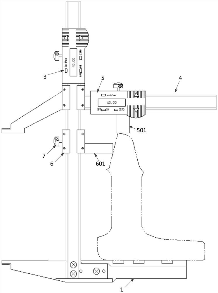 A measuring ruler for variable section size of rail