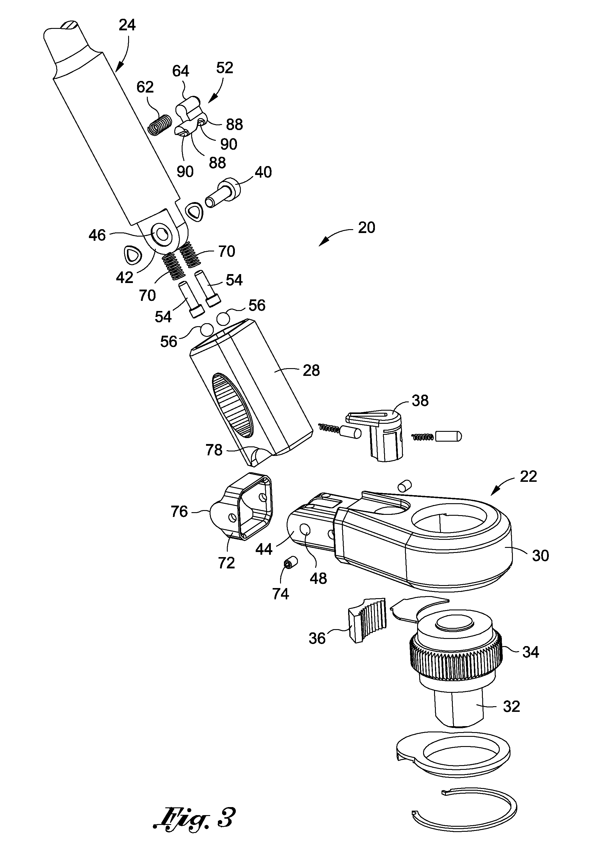 Hand tool having a head which is position-adjustable and lockable relative to a handle
