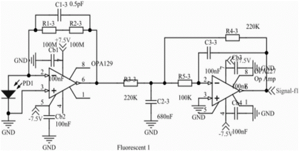 Ultraviolet fluorescence three-signal water quality sensor taking single UV-LED as light source and application thereof