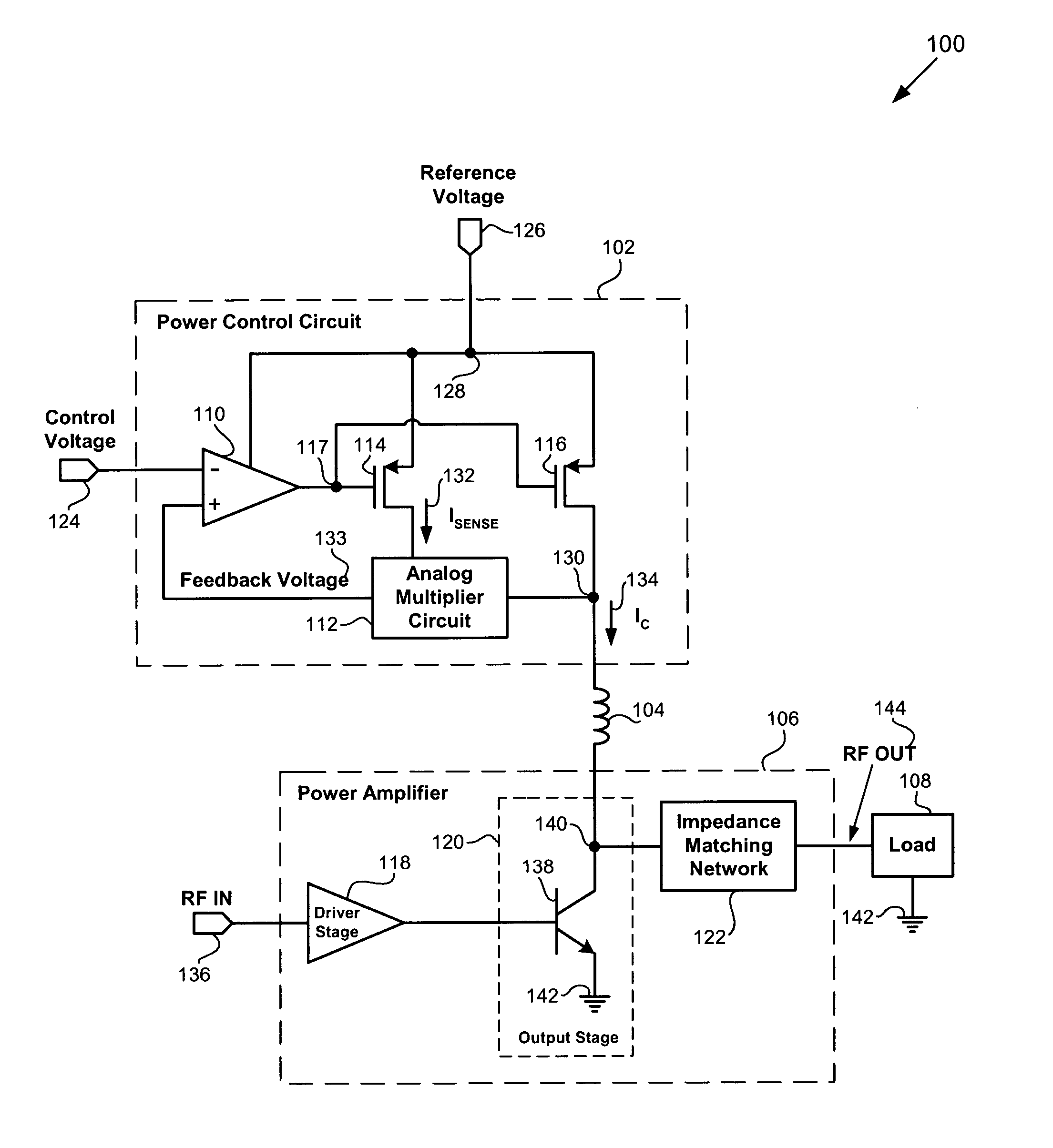 Power control circuit for accurate control of power amplifier output power