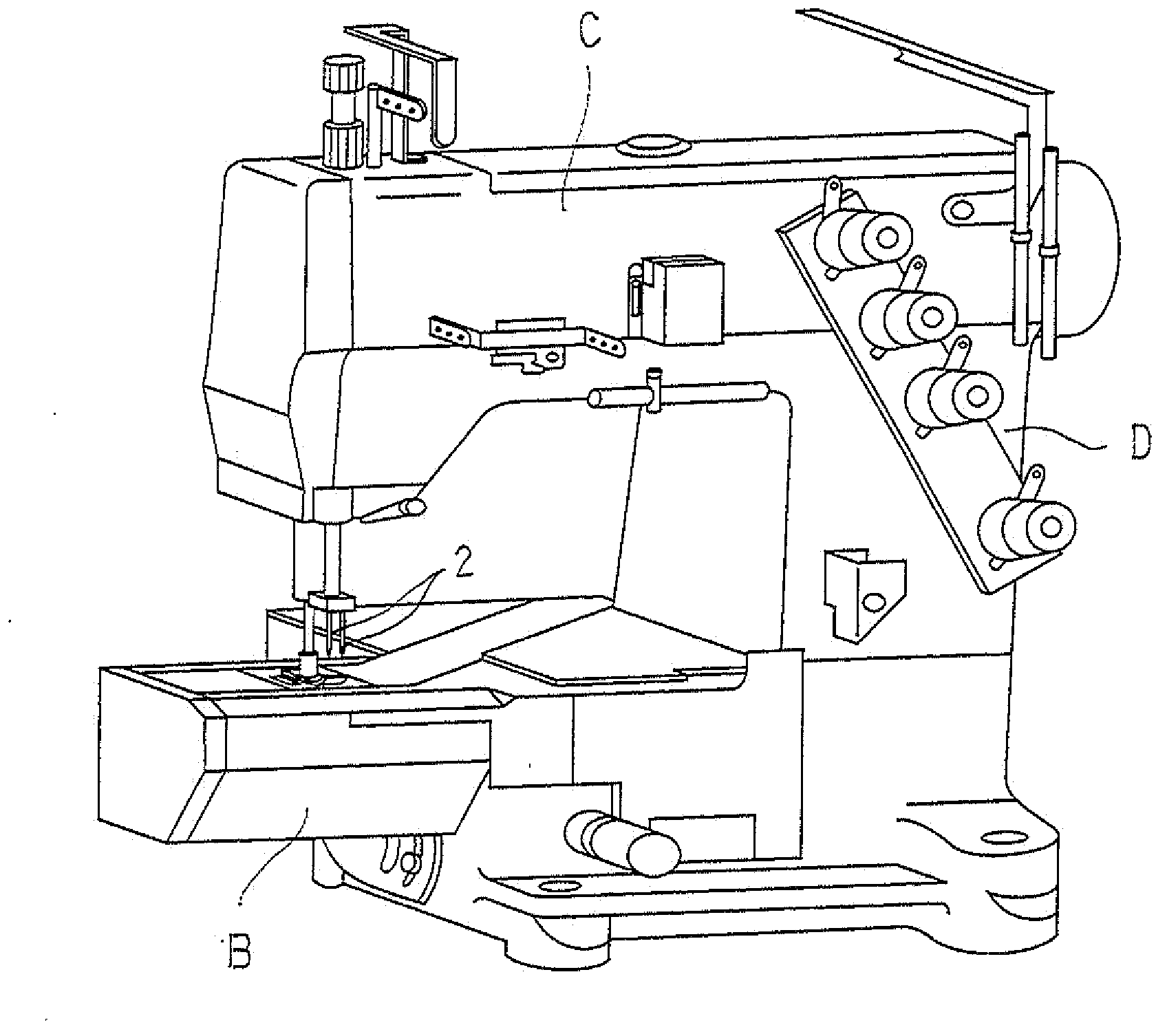 Multi-thread chain stitch sewing machine with seam ravel preventing apparatus