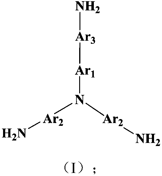 Triamine monomer containing benzothiazole structure and preparation method and application thereof