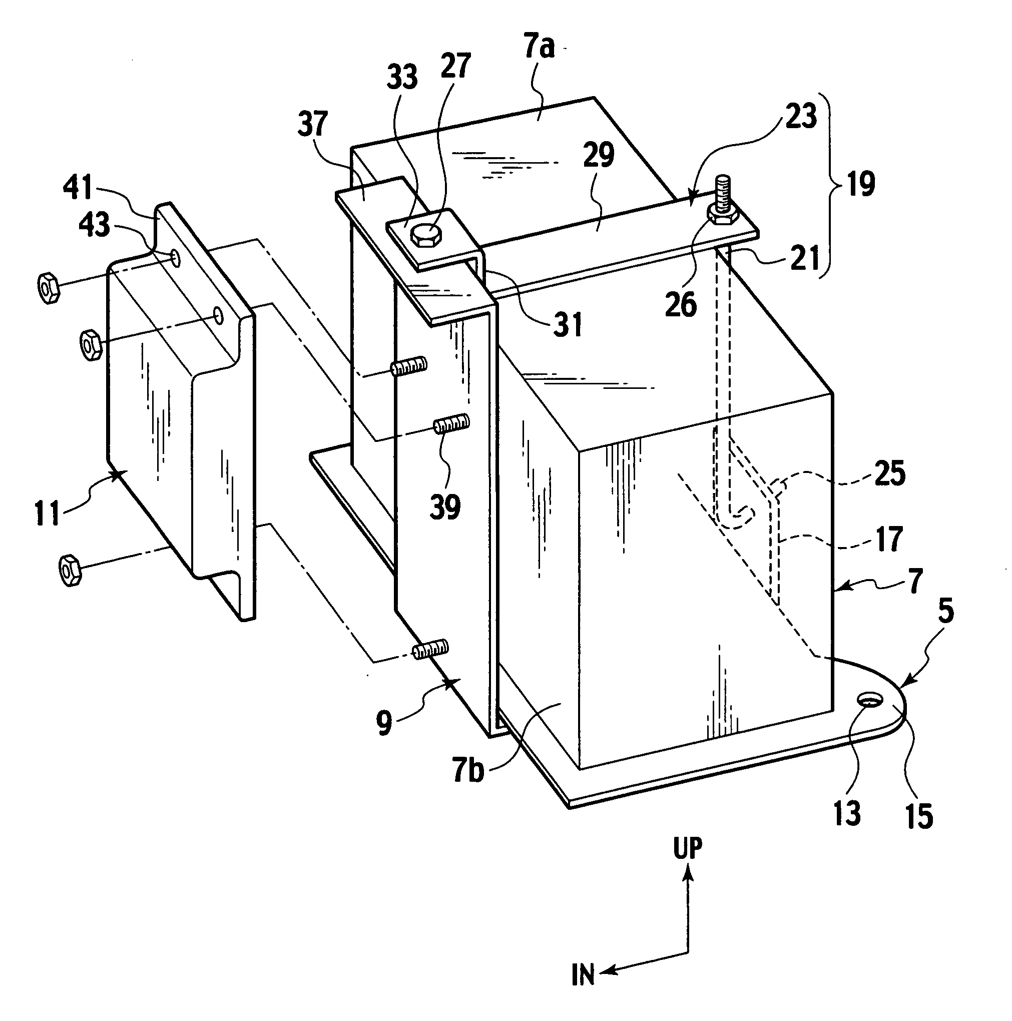 Support structure of parts for vehicle