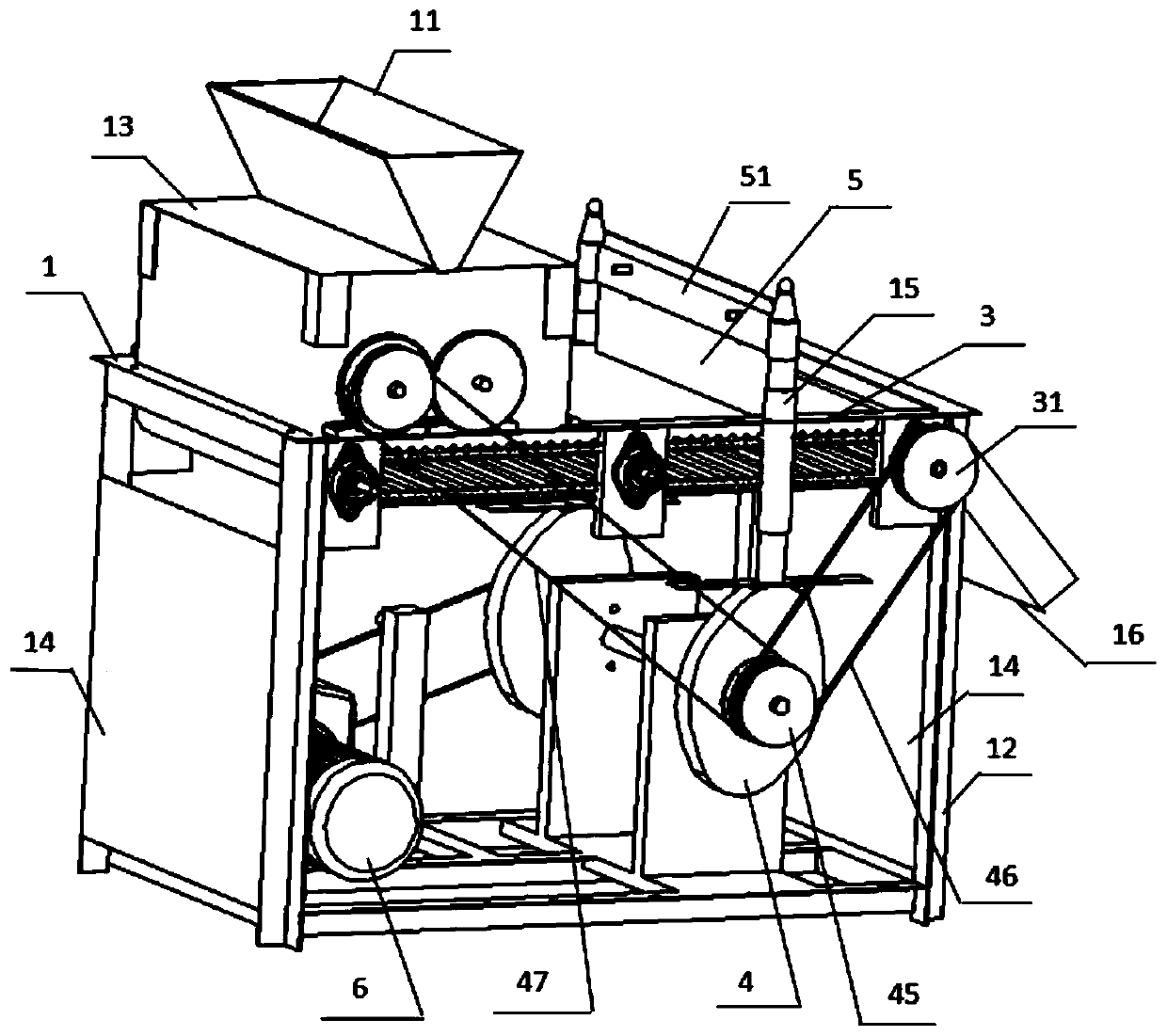 A regular shape crushing and cutting device for waste power battery inner core