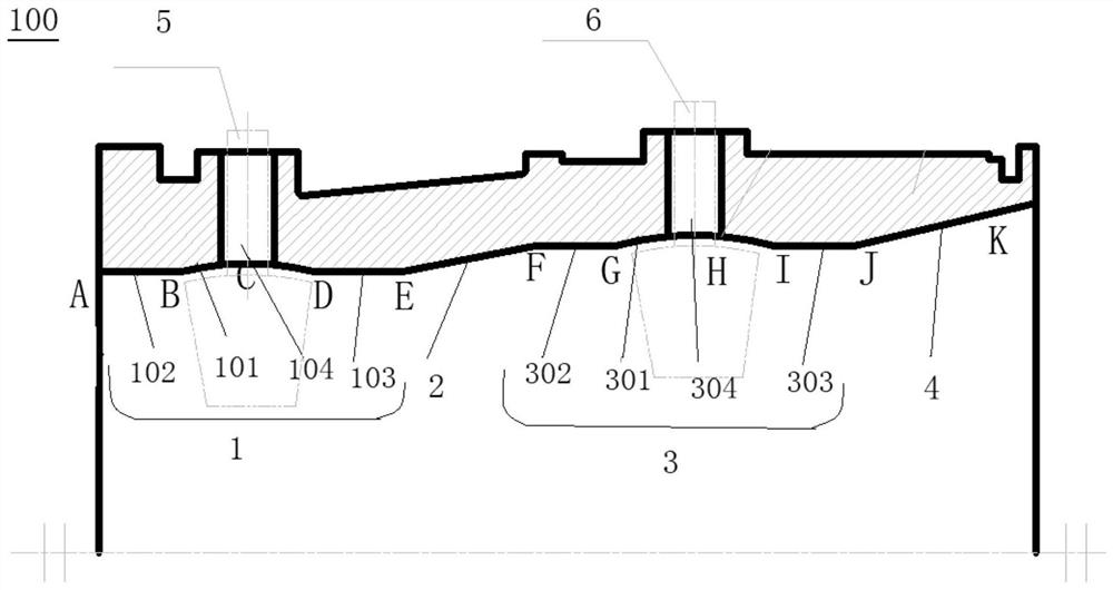 Multi-section TRT stationary blade inner shell