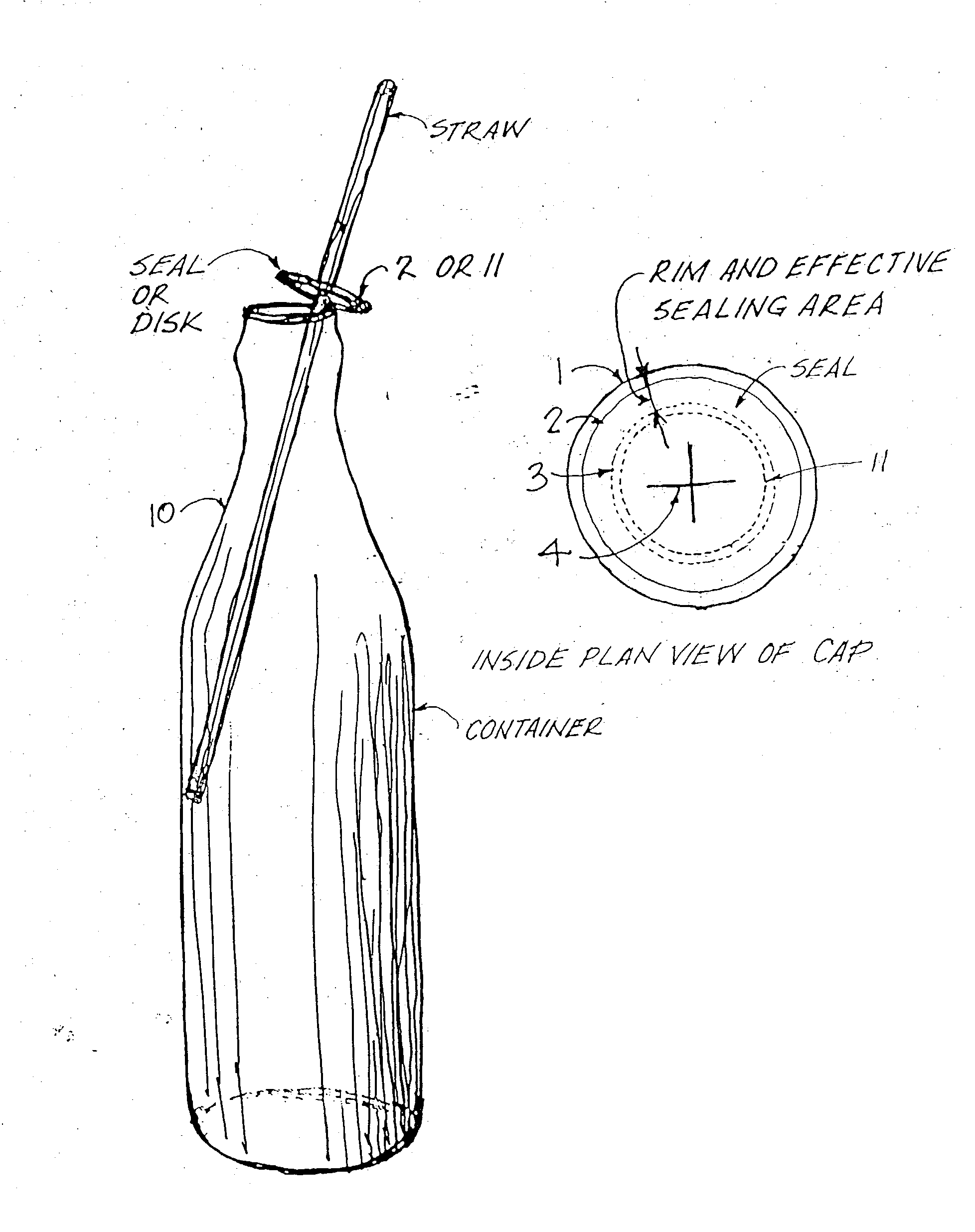 Straw-insertable, reusable drinking container seal