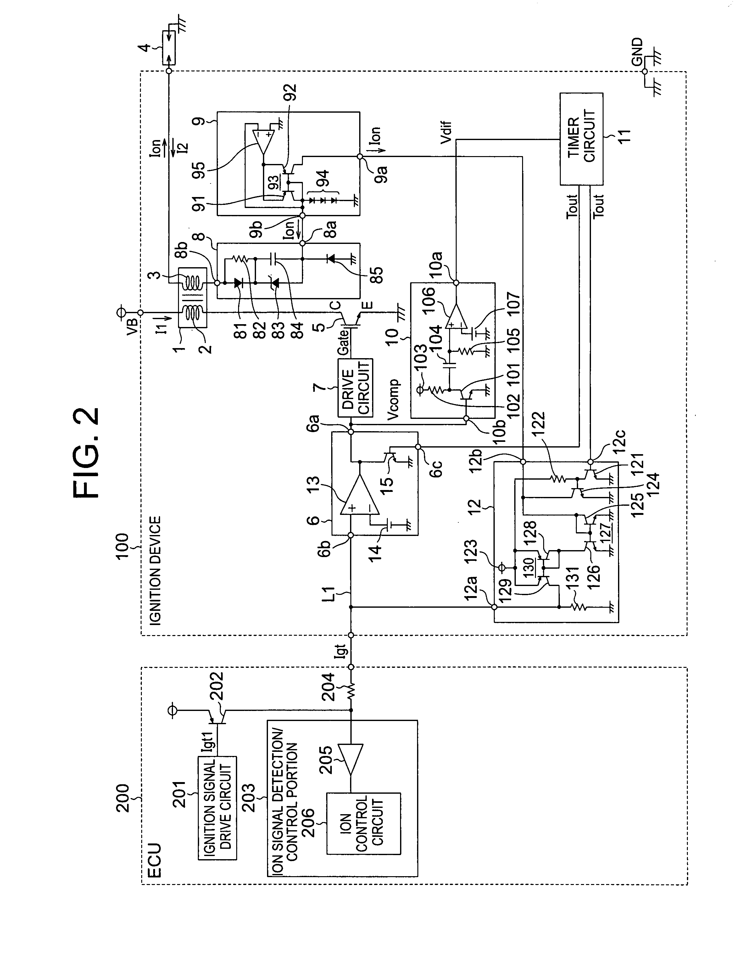 Ignition device of ignition control system for an internal combustion engine