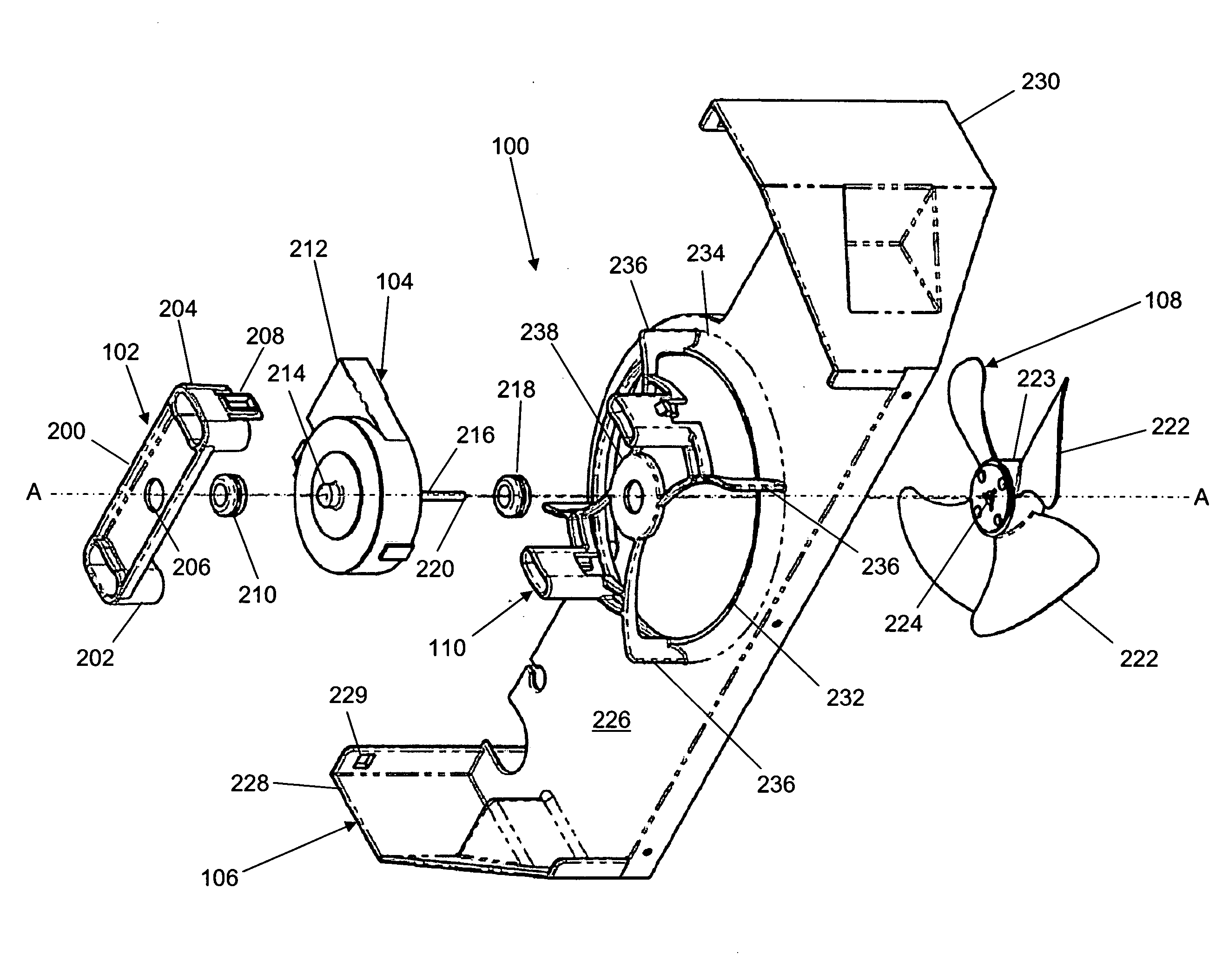 Evaporator fan with shroud assembly