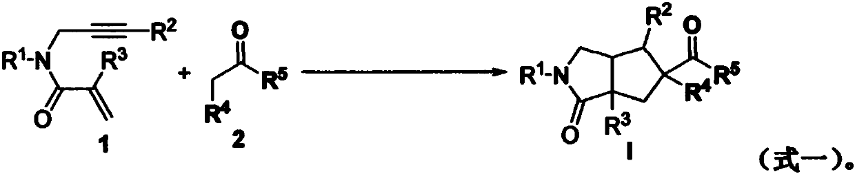 Free radical cyclization reaction method of 1,6-eneyne compound and ketone compound