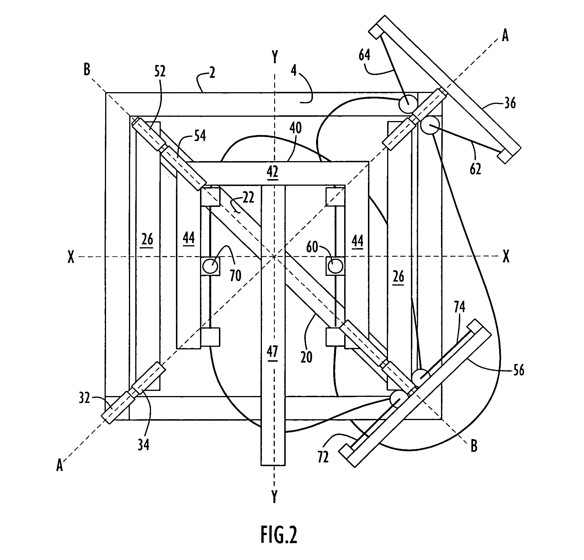 Motion platform system and method of rotating a motion platform about plural axes