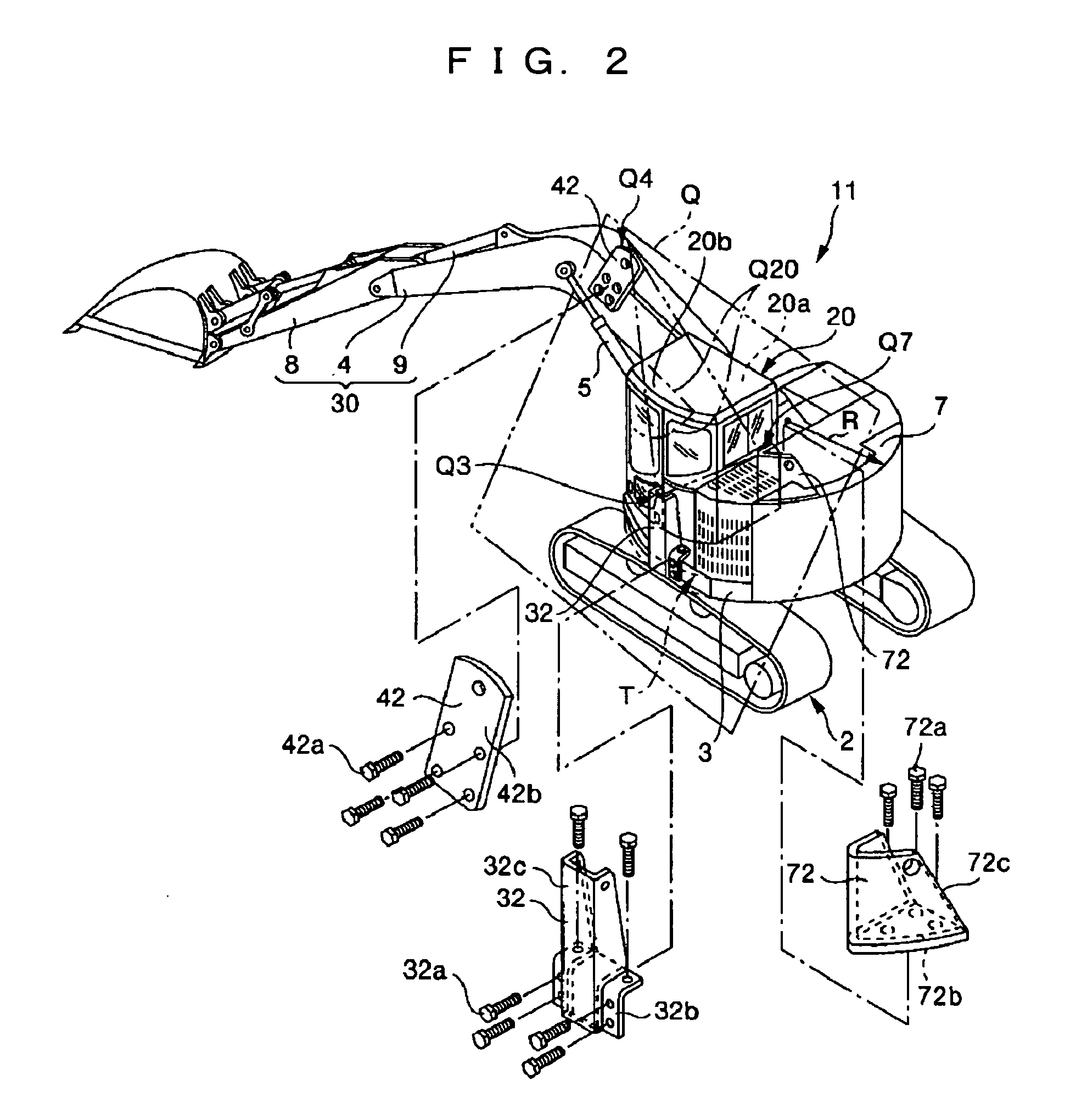 Construction machine and projecting object of the same