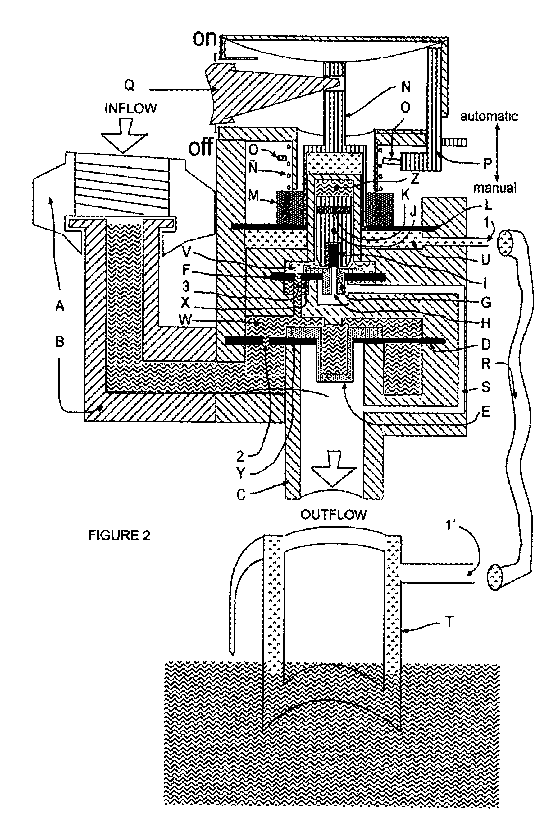 Easy-to-install, mechanically-operated automatic/manual device for controlling an outlet for water or any fluid