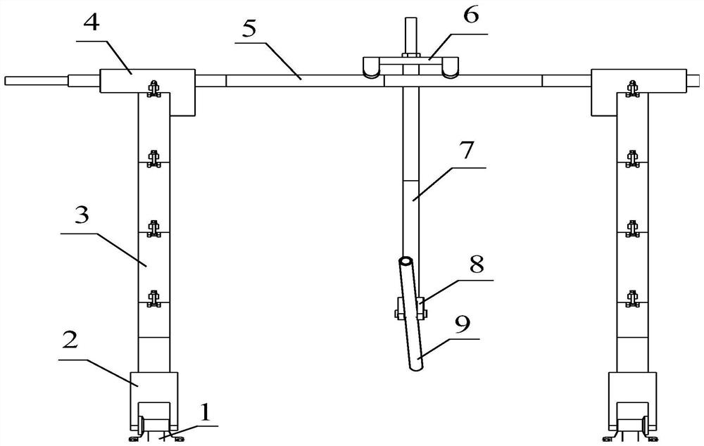 Prefabricated part gantry hoisting device and using method